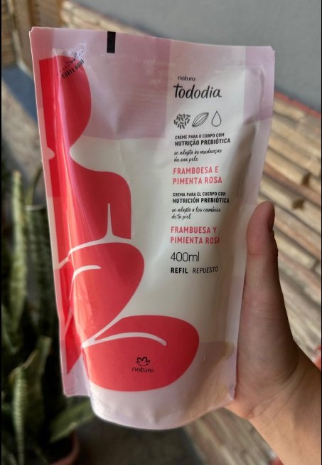 Repuesto Tododia Crema Corporal Frambuesa y pimienta rosa Natura 400ml